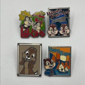 Set of Cartoon Character Pins post cards world travelers chip dale post cards